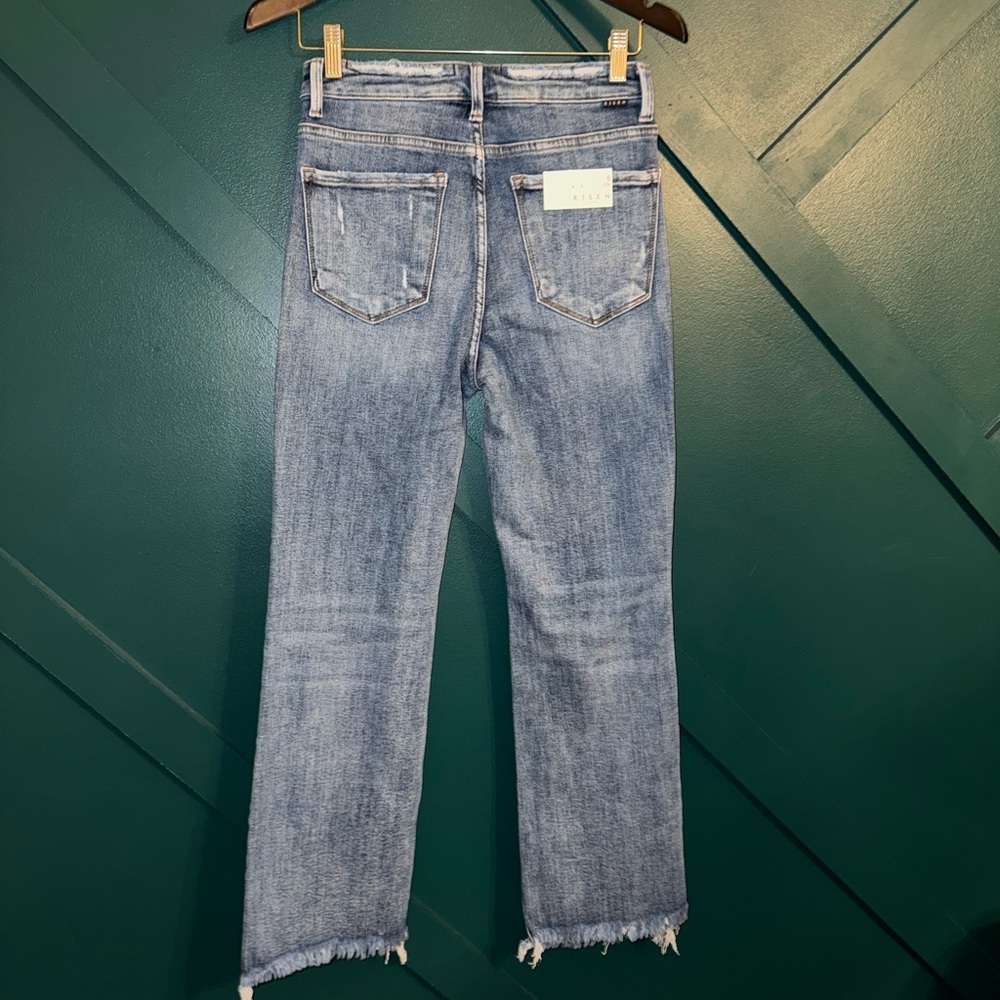 Women’s Light Blue Straight-Leg Distressed Jeans NWT - Picture 3 of 3